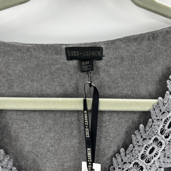 Coco & Carmen Light Gray Bell Sleeve Boho Lagen Look Blouse NEW small/ medium - Picture 3 of 10